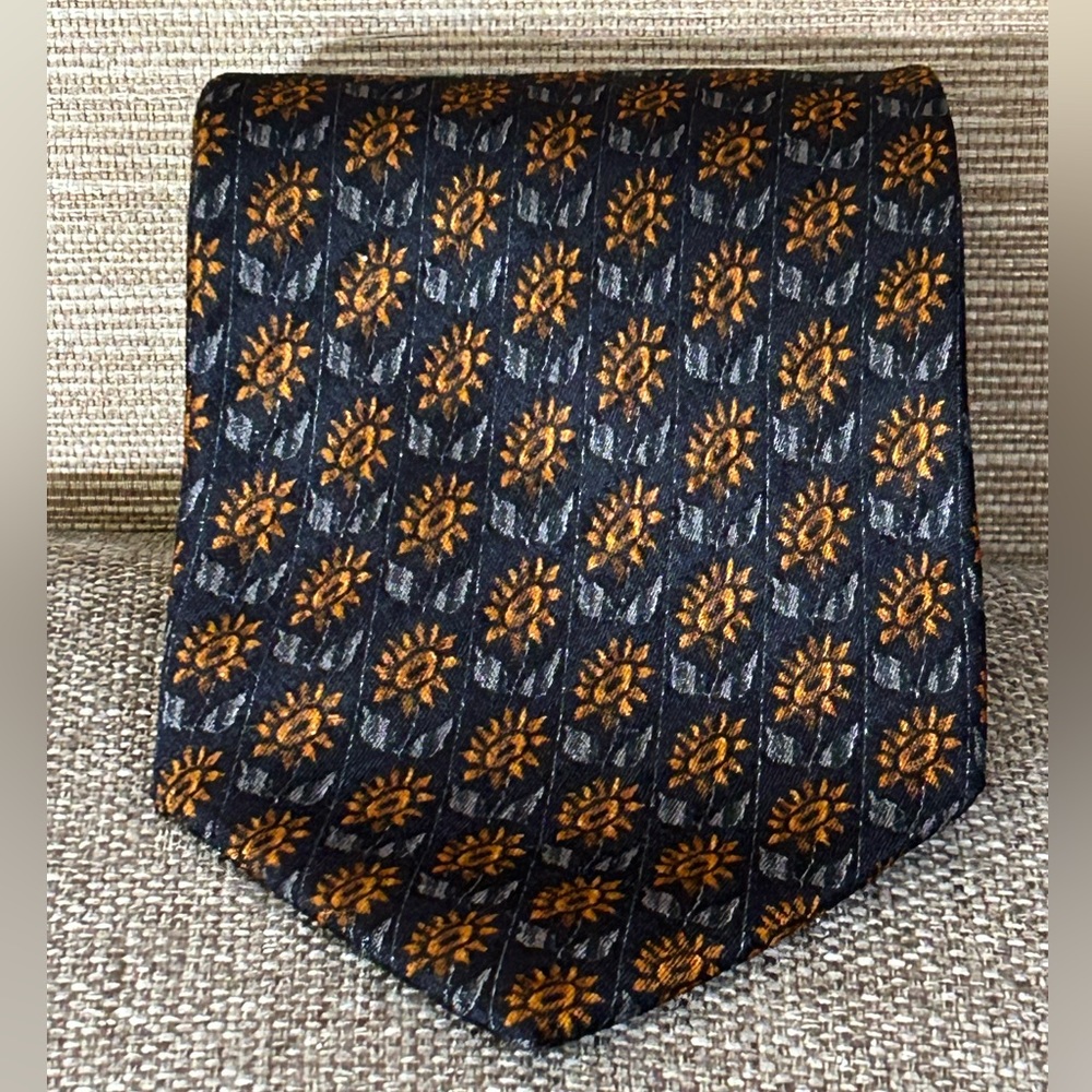 ERMENEGILDO Zegna tie men’s orange gray silk tie 61”